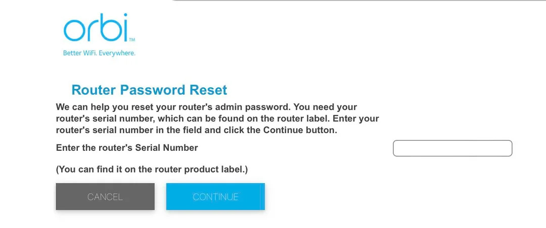 Reset Orbi Password